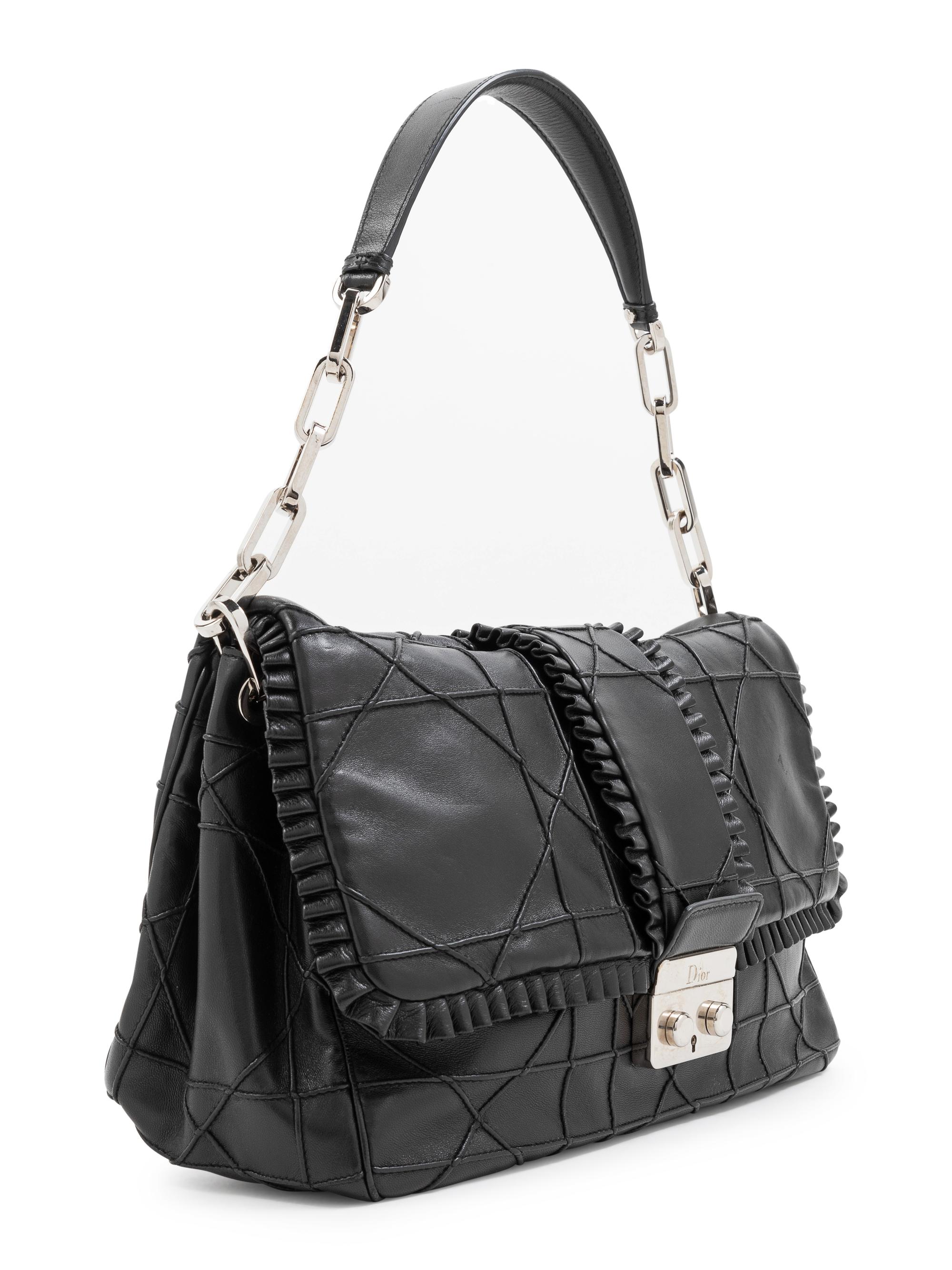 A Christian Dior Black Leather Handbag