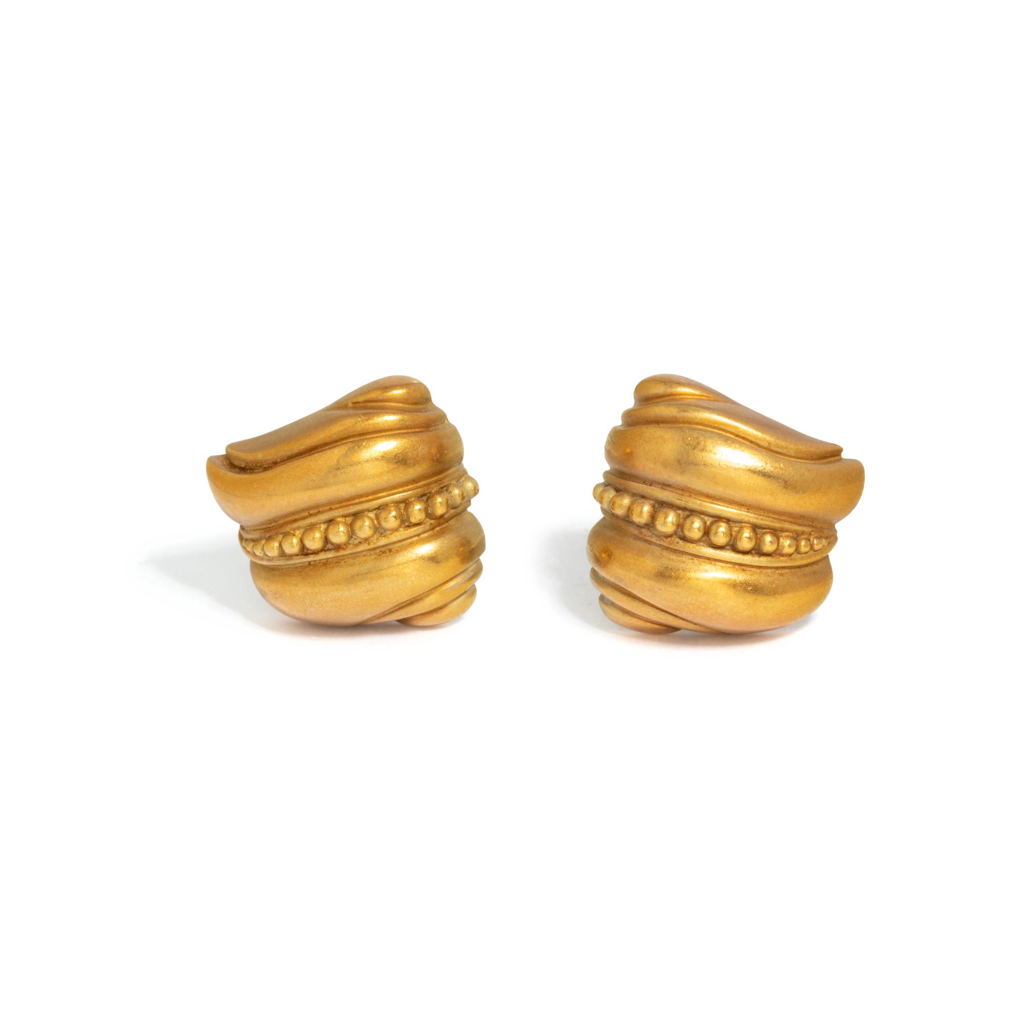 KIESELSTEIN-CORD, YELLOW GOLD EARCLIPS