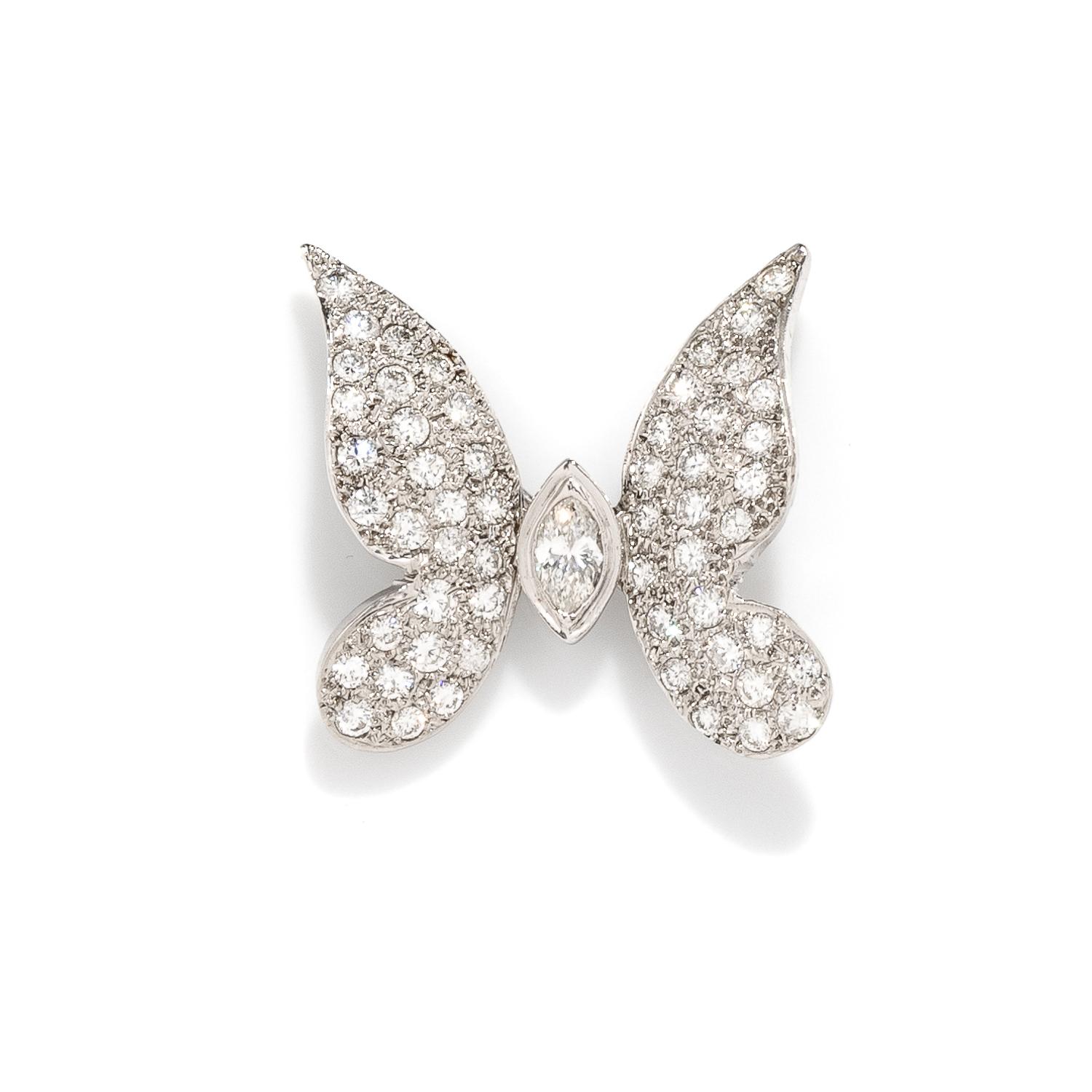 DIAMOND AND WHITE GOLD BUTTERFLY BROOCH