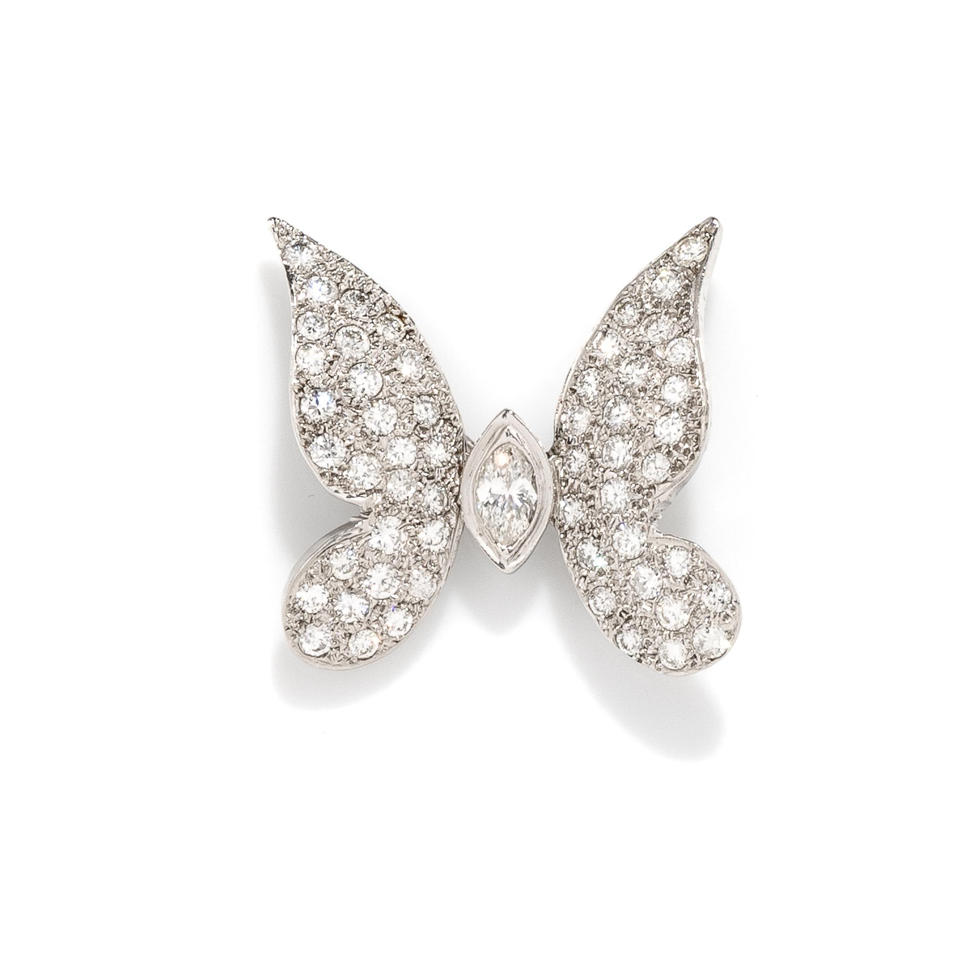 DIAMOND AND WHITE GOLD BUTTERFLY BROOCH