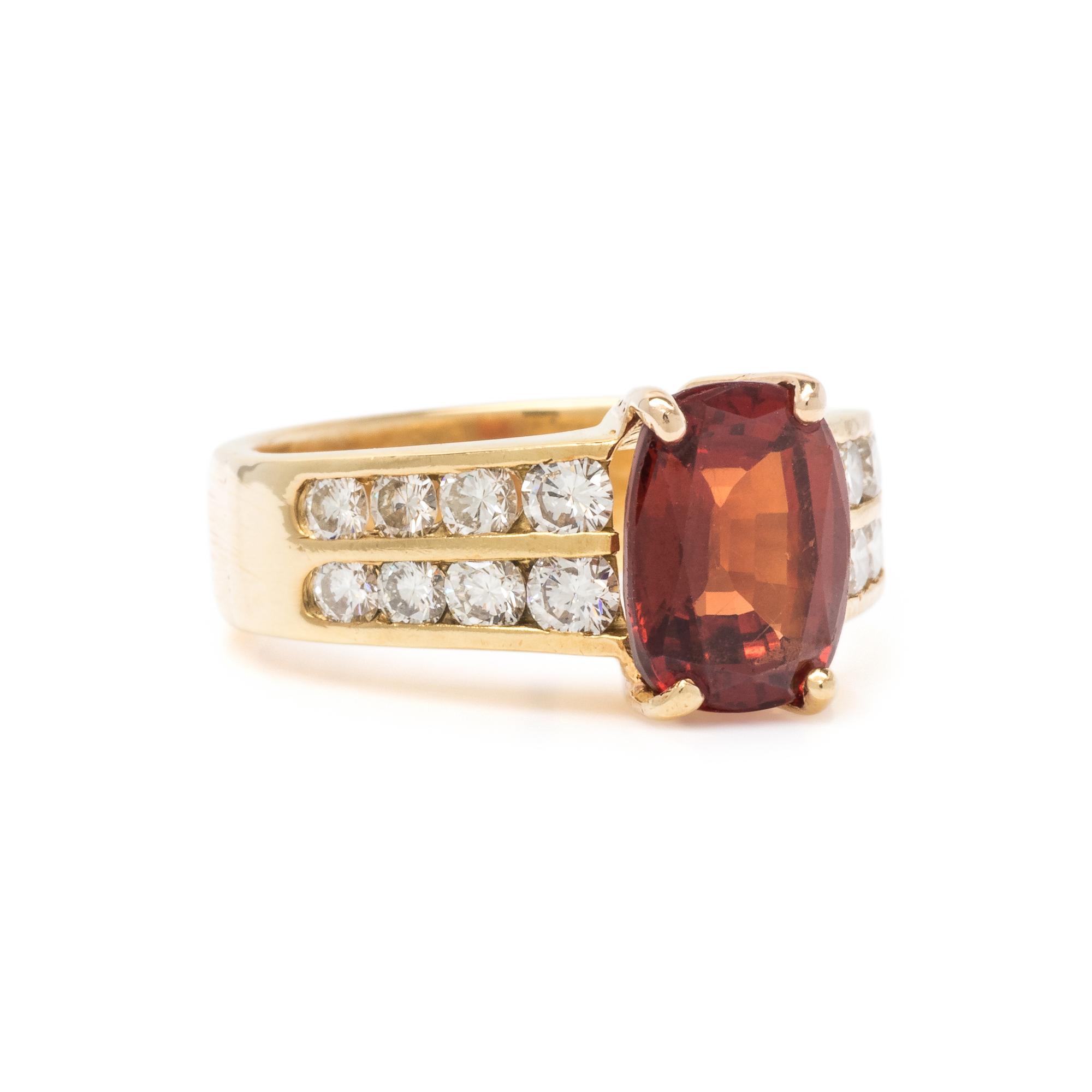 ORANGE GARNET AND DIAMOND RING