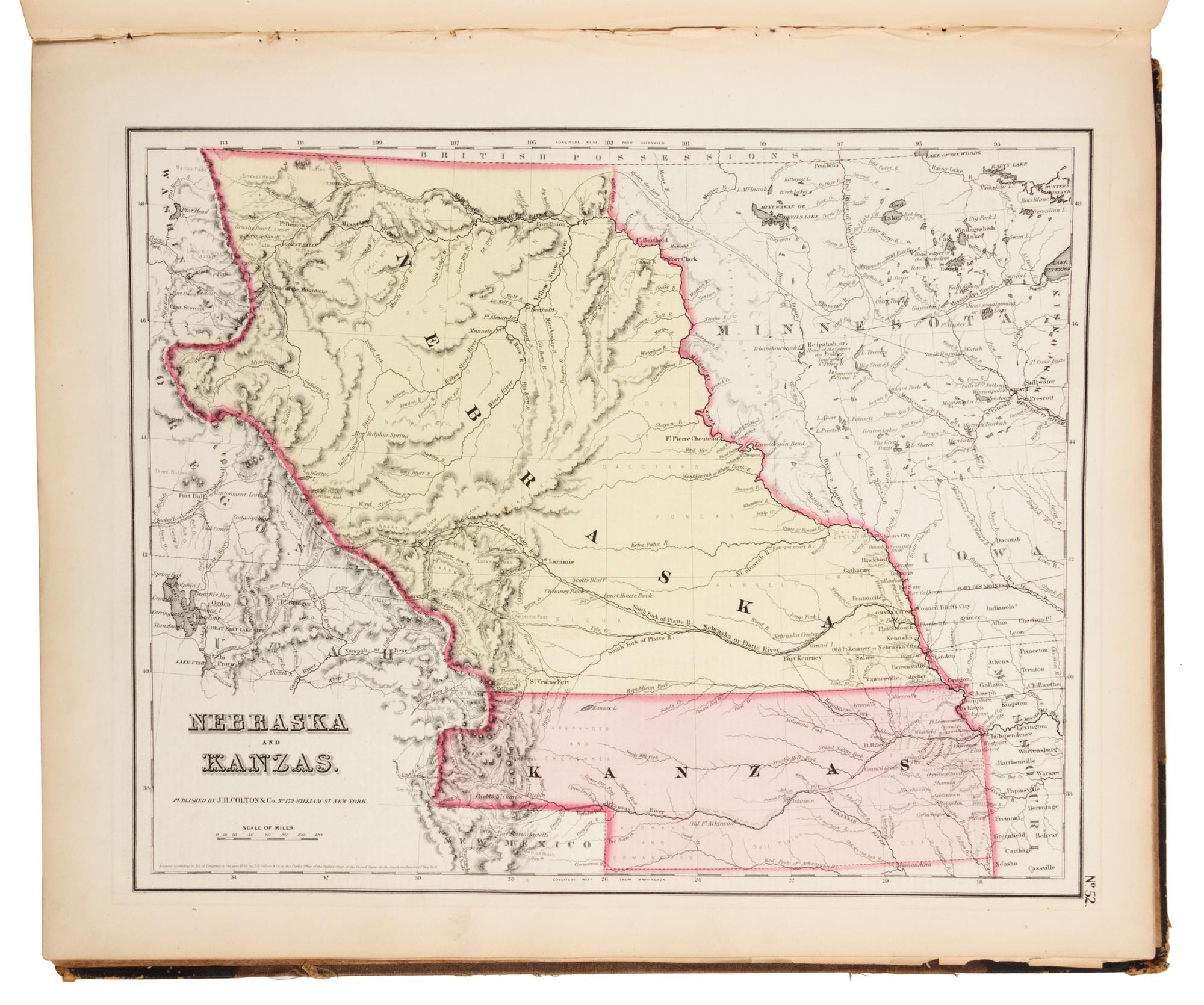 COLTON, George Woolworth (1827-1901). Colton's General Atlas. New York: J. H. Colton and Company, 1857.
