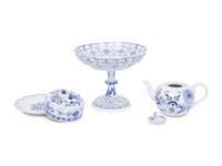 Six Meissen Blue Onion Porcelain Serving Articles