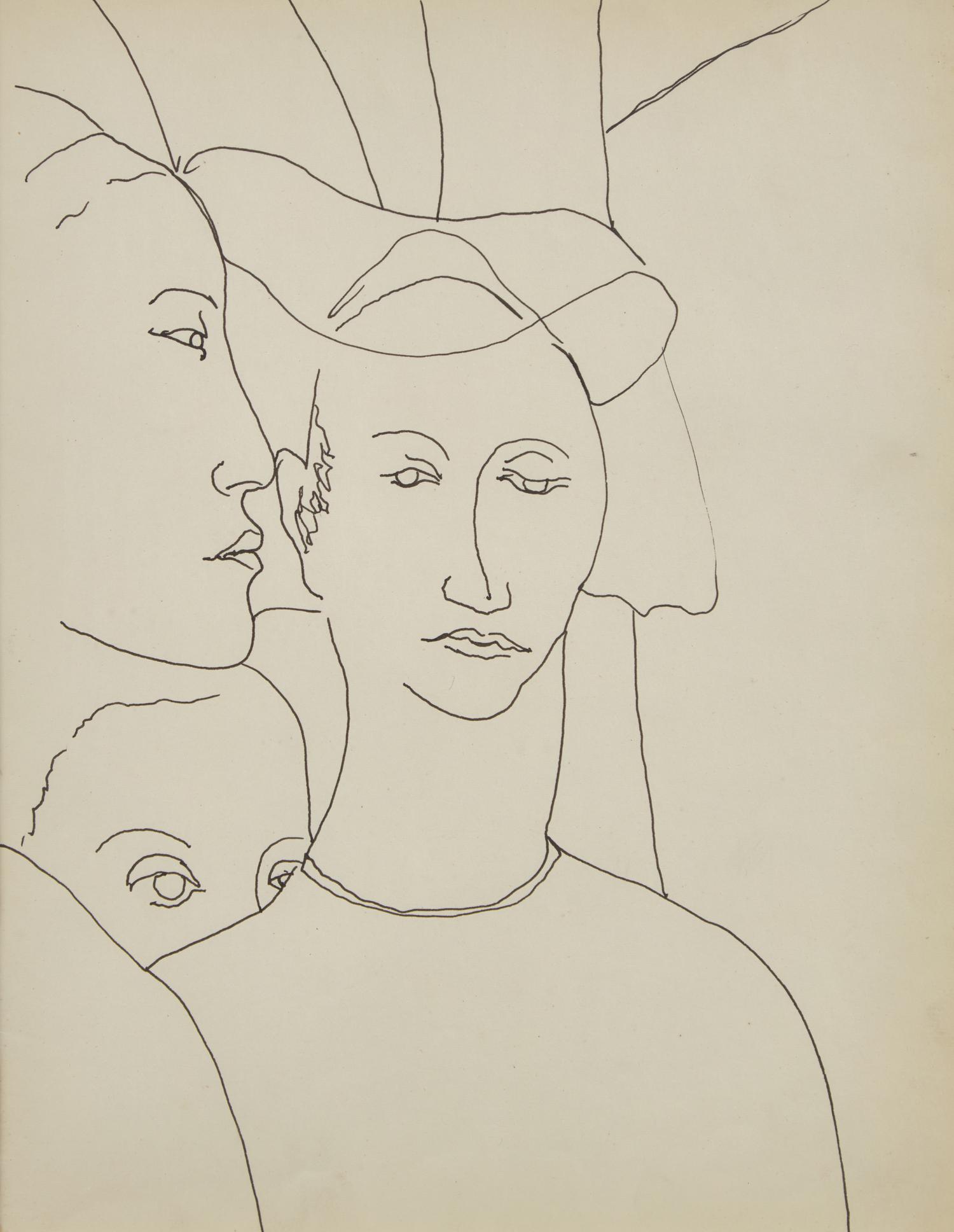 Ladies in Waiting Outside (Study from Piero della Francesca’s Discovery of the Wood of the True Cross and Meeting of Solomon and the Queen of Sheba), 1960-61