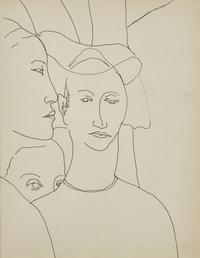 Ladies in Waiting Outside (Study from Piero della Francesca’s Discovery of the Wood of the True Cross and Meeting of Solomon and the Queen of Sheba), 1960-61