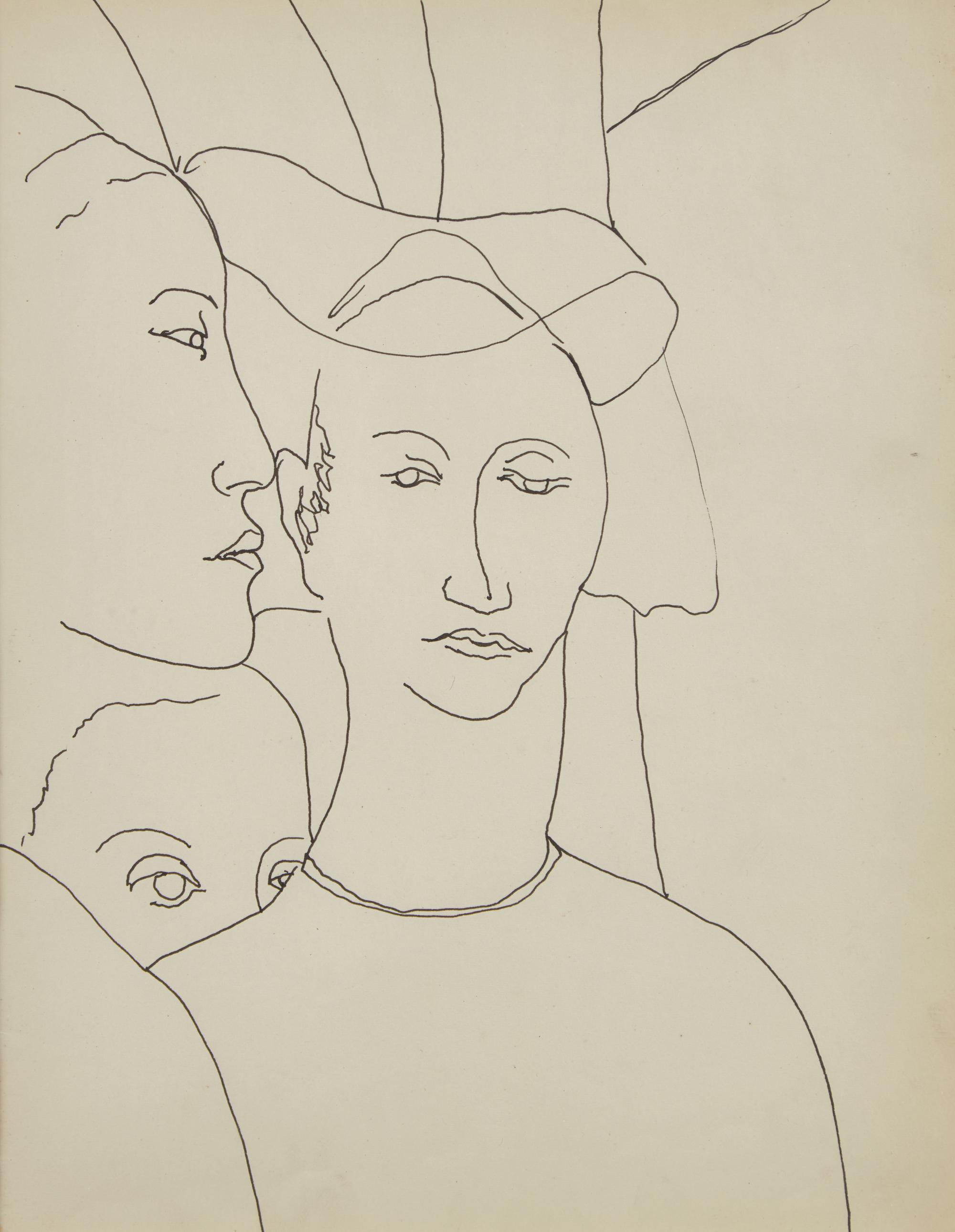 Ladies in Waiting Outside (Study from Piero della Francesca’s Discovery of the Wood of the True Cross and Meeting of Solomon and the Queen of Sheba), 1960-61