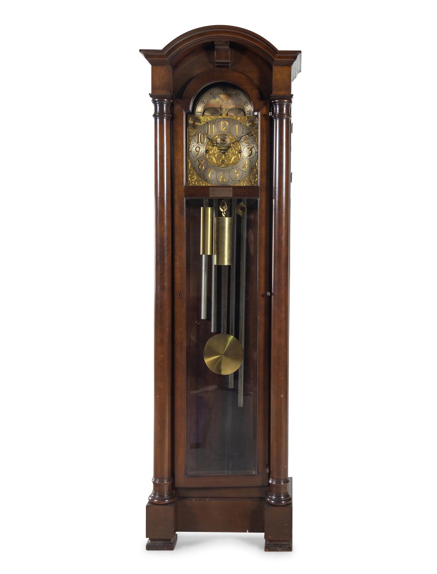 A Waltham Mahogany Four-Tube Tall Case Clock
