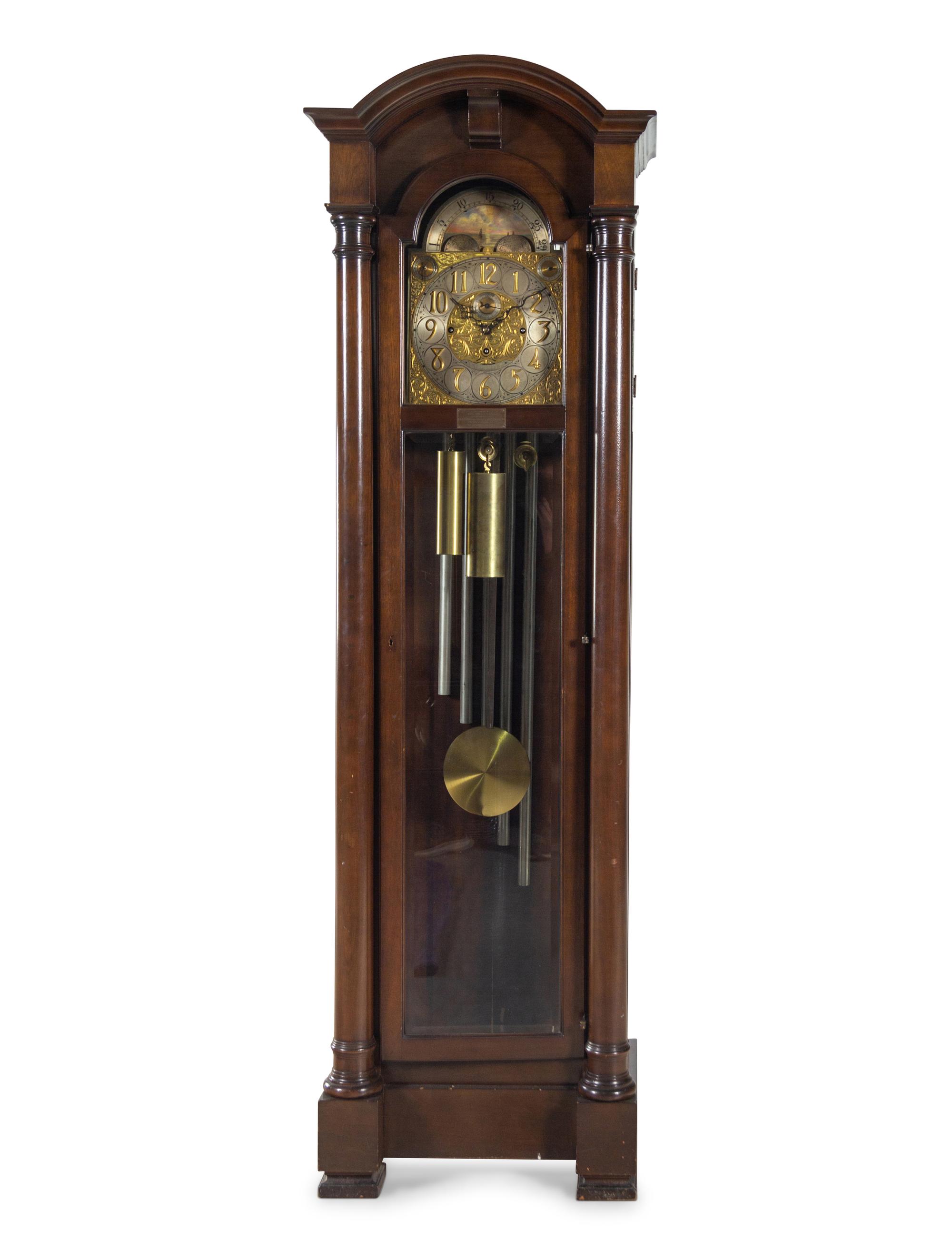 A Waltham Mahogany Four-Tube Tall Case Clock