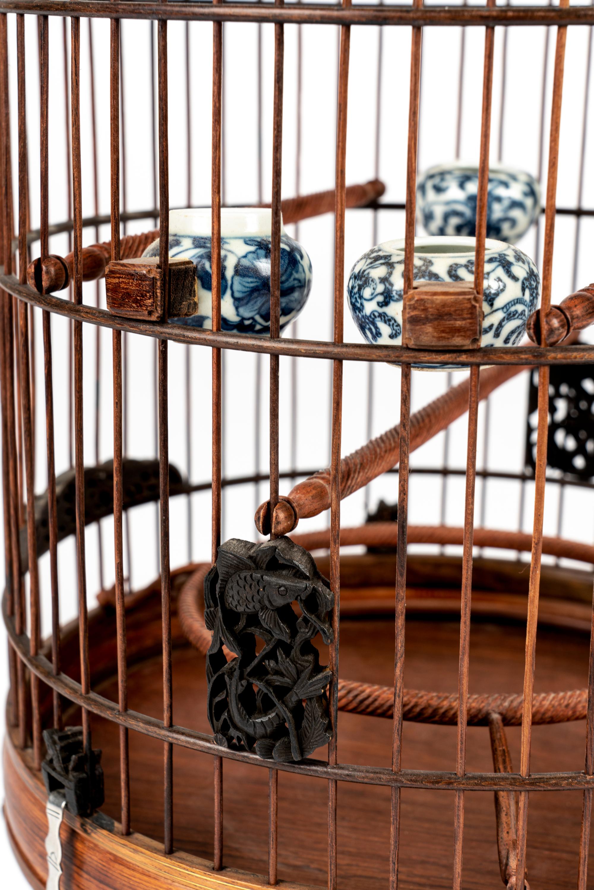 A Burlwood Inset Hardwood Birdcage