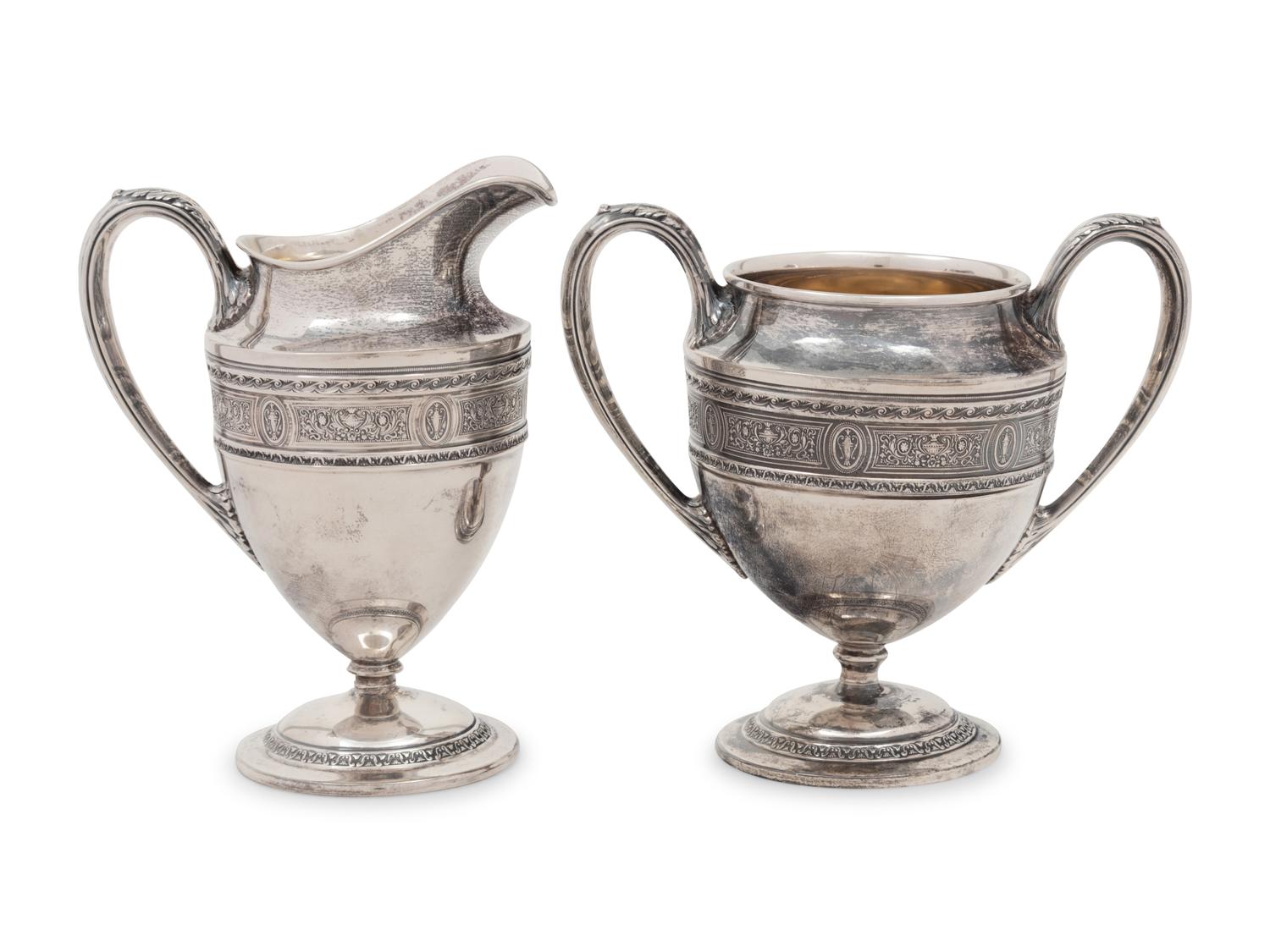 A Wedgwood Silver Creamer and Sugar Set