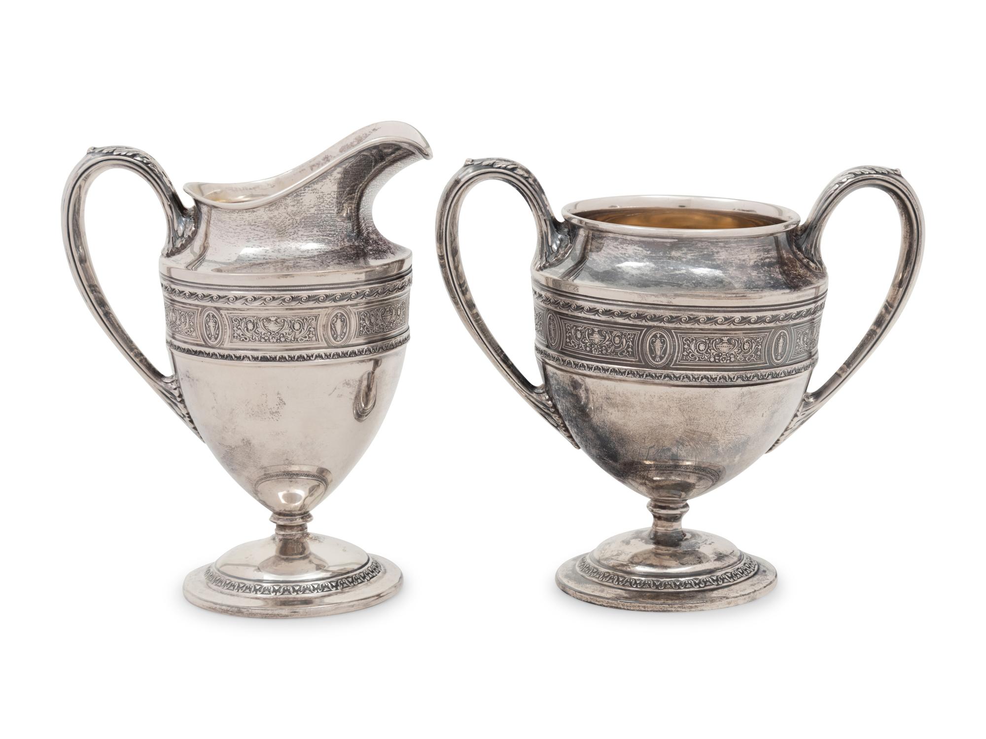 A Wedgwood Silver Creamer and Sugar Set