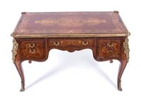 A Louis XV Style Gilt Bronze Mounted Marquetry Writing Table Height 32 1/2 x width 54 x depth 32 inches. — LATE 19TH CENTURY