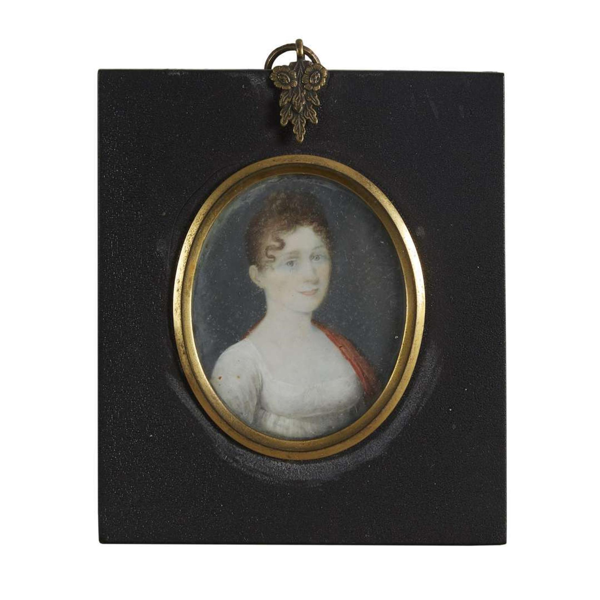 Attributed to John Marrass (French, active first quarter 19th century) Pair of portrait miniatures: Eliza Bussey (1783-1841) and Charles Davi