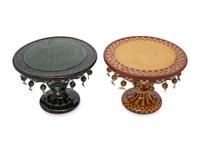 Two MacKenzie-Childs Peanuts Ceramic Cake Stands