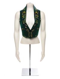 Men's Embroidered Green Ribbed Silk Waistcoat, 1830s