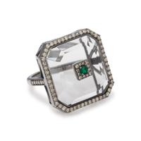 RESIN, EMERALD AND DIAMOND RING