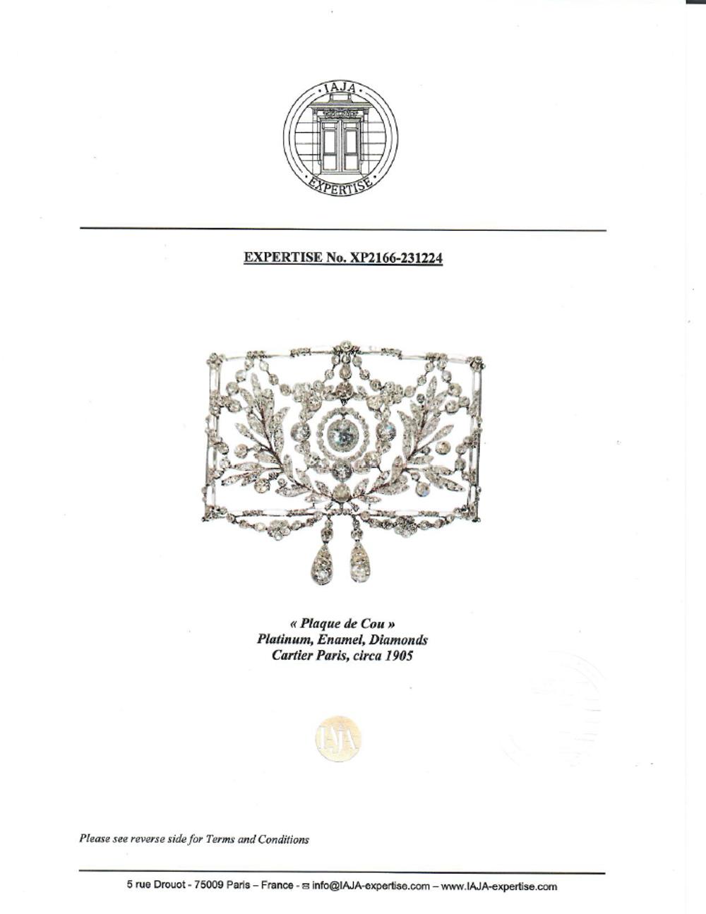 CARTIER, BELLE ÉPOQUE,  DIAMOND, ENAMEL, AND PLATINUM 'PLAQUE DE COU', CIRCA 1905