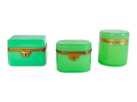 Three French Opaline Glass Covered Boxes — 19TH CENTURY