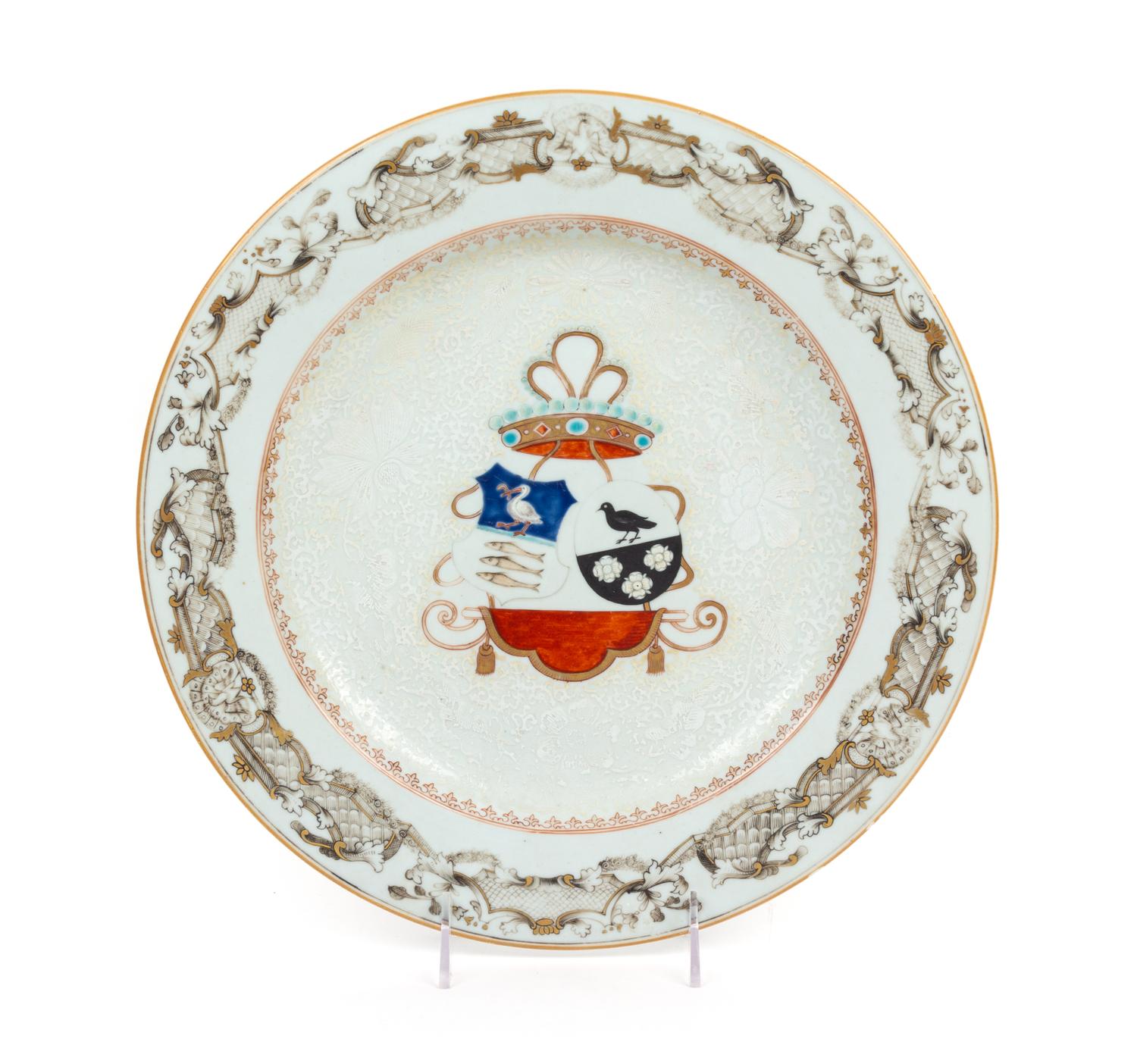 A Chinese Export Armorial Porcelain Plate Diameter 12 3/4 inches. — 18TH CENTURY