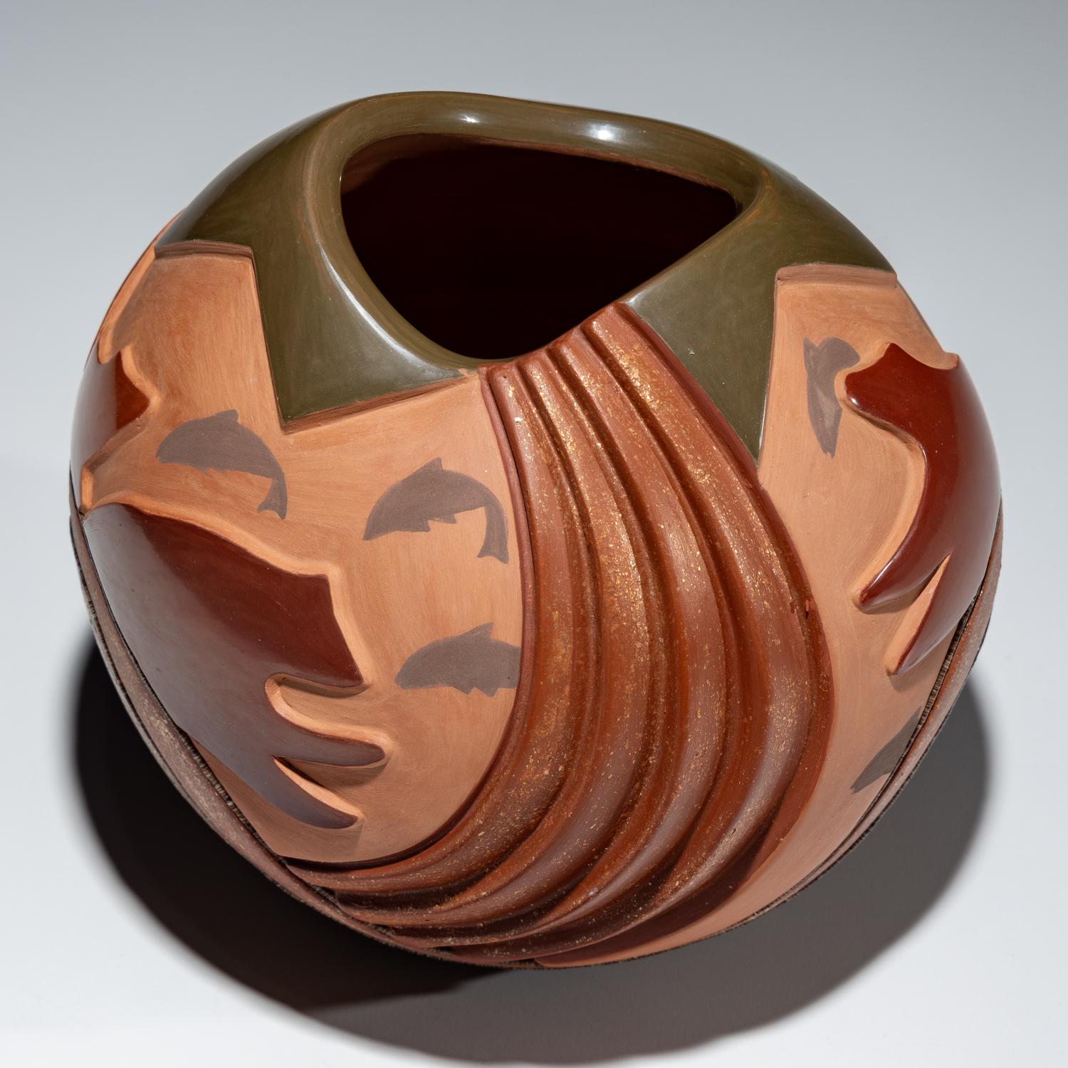 Polychrome Pottery Jar, with Micaceous Ribs and Heishi