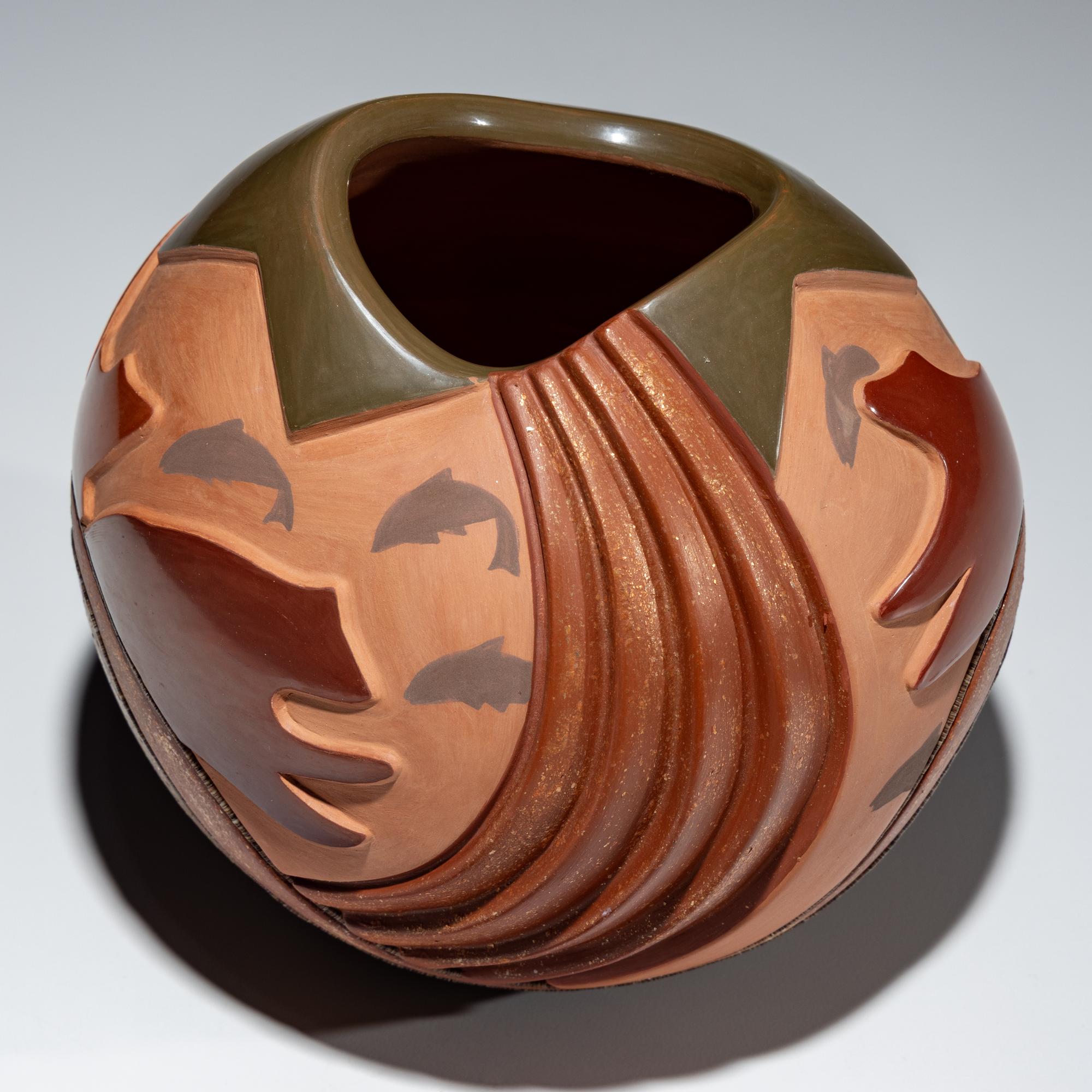 Polychrome Pottery Jar, with Micaceous Ribs and Heishi