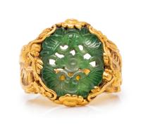 A Yellow Gold and Jade Ring,