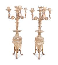 A Pair of Christofle Silver-Plate Six-Light Candelabra