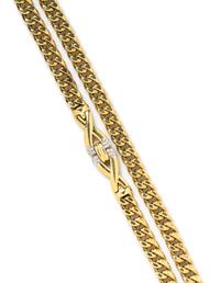 An 18 Karat Yellow Gold and Diamond Long Chain Necklace, 92.90 dwts