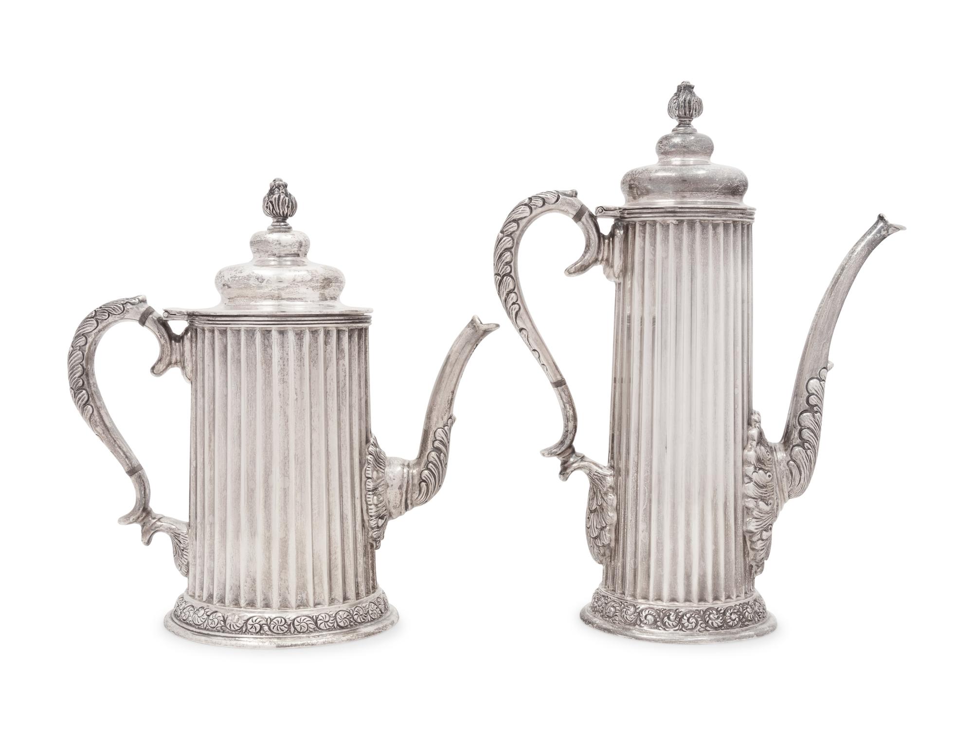 A Mexican Silver Teapot and Coffee Pot