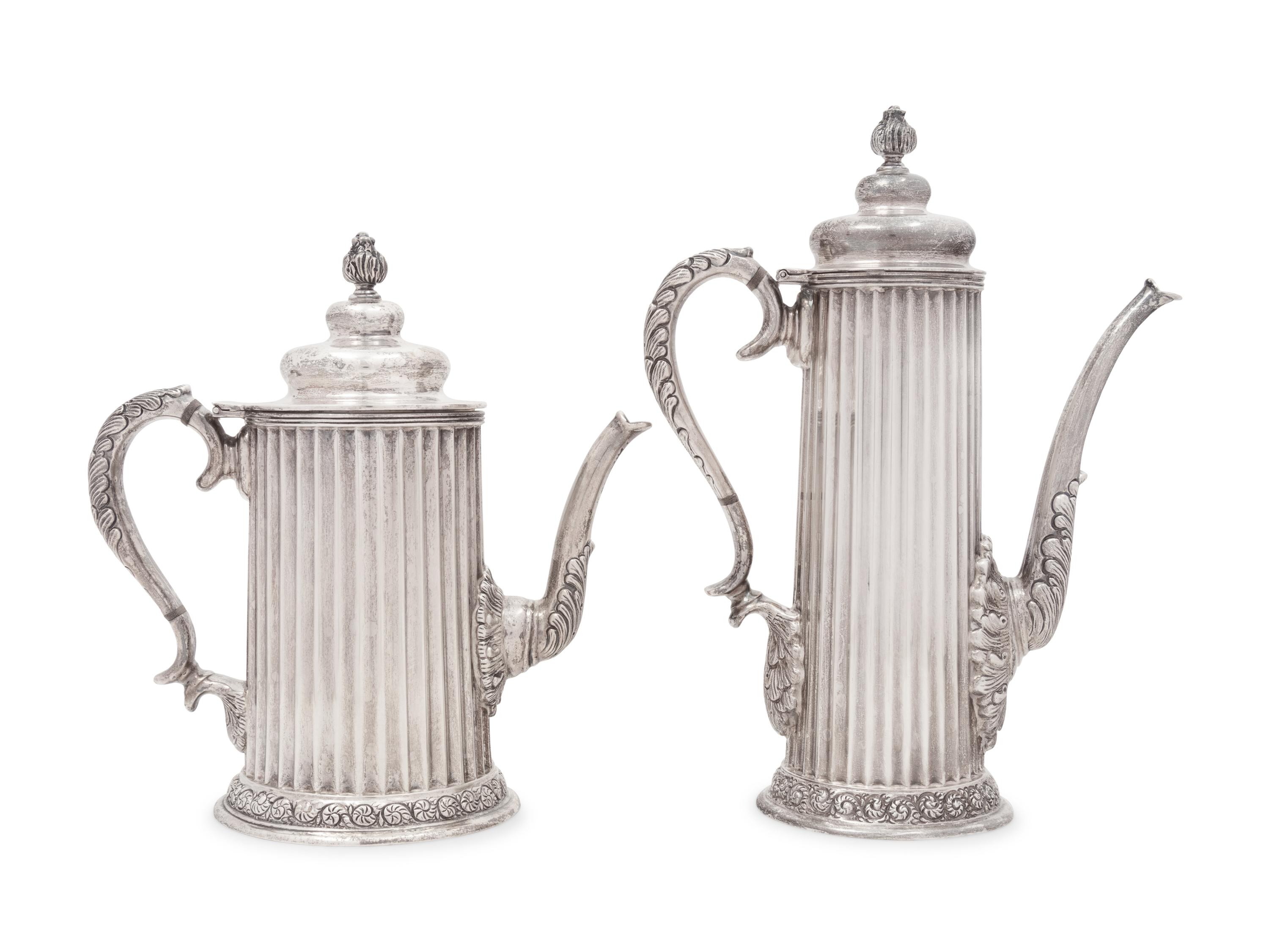 A Mexican Silver Teapot and Coffee Pot