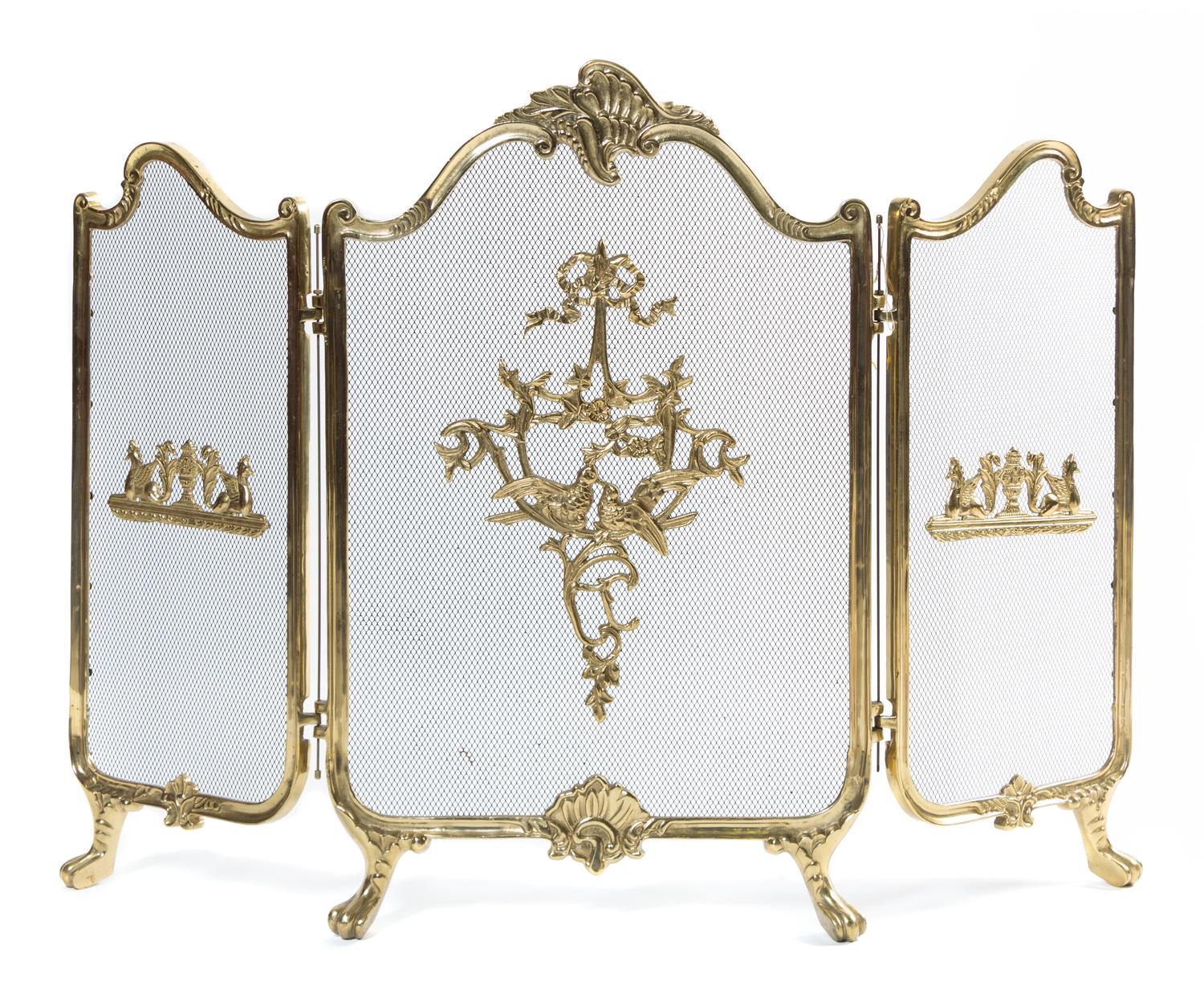 A Louis XV Style Brass Firescreen Height 29 1/2 inches.