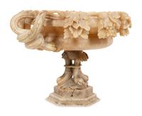 An Italian Carved Alabaster Oval Centerpiece