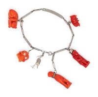 PLATINUM AND CORAL CHARM BRACELET