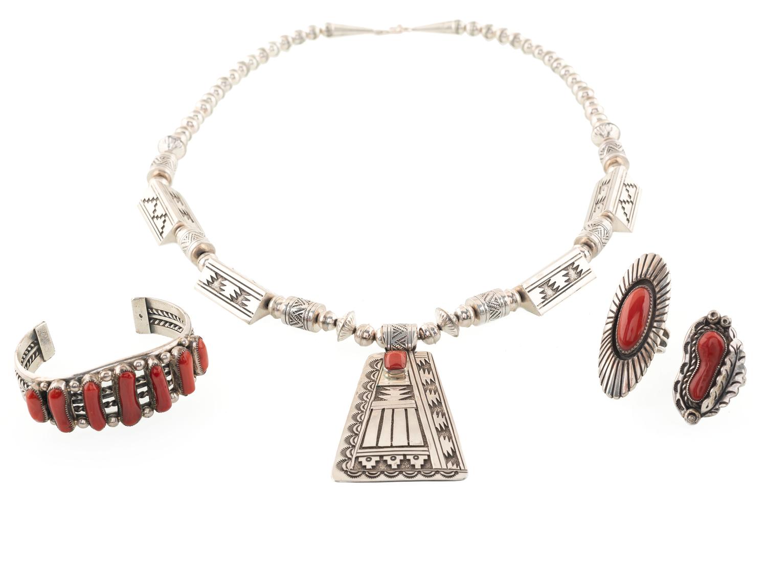 Navajo Silver and Coral Jewelry