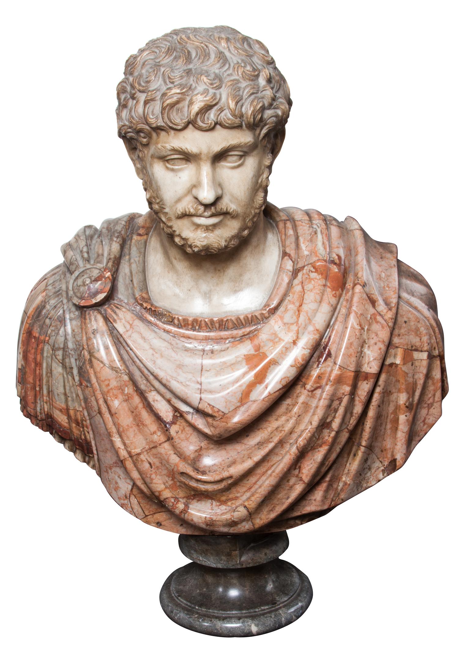 An Italian Marble Bust Height 32 inches.