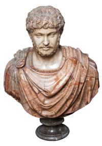 An Italian Marble Bust Height 32 inches.
