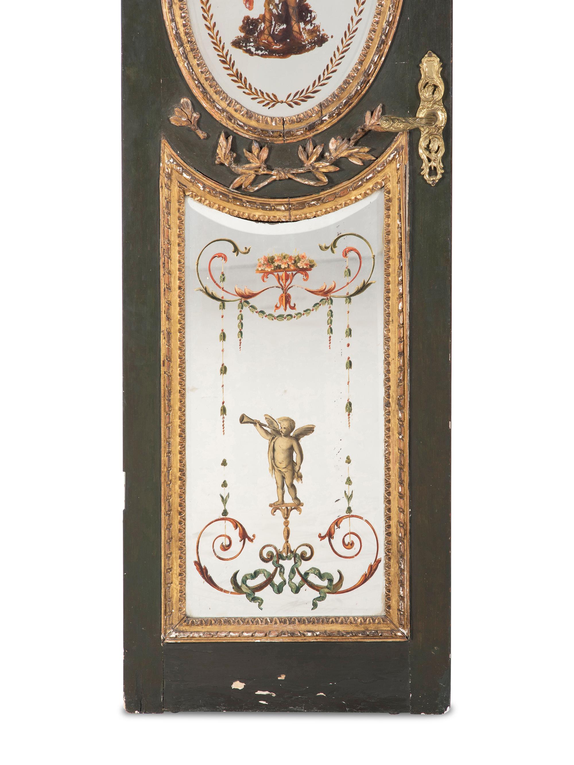 A Pair of Venetian Reverse-Painted Glass Doors