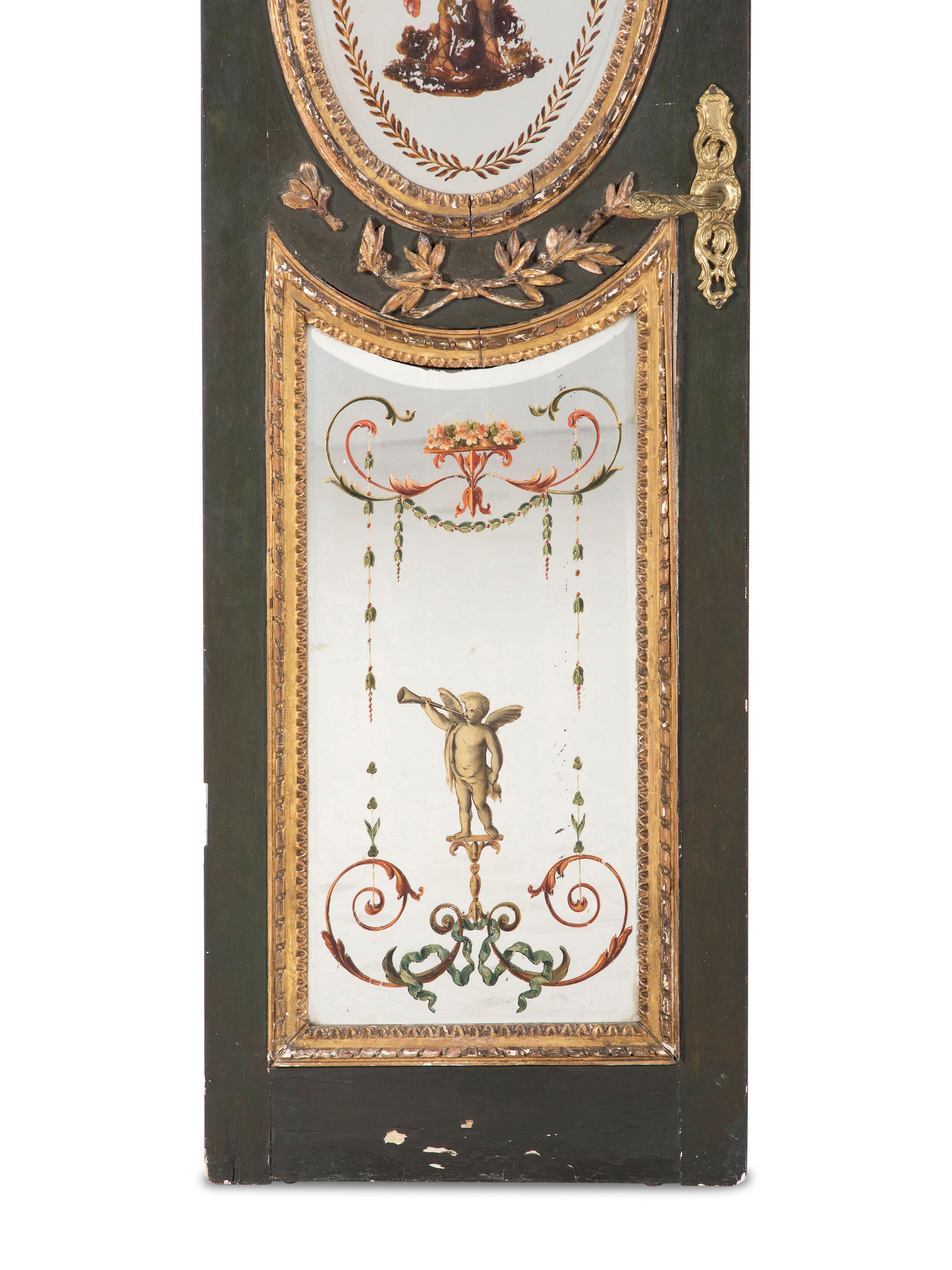 A Pair of Venetian Reverse-Painted Glass Doors