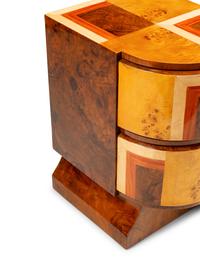 A Pair of Art Deco Style Various Woods Bedside Commodes