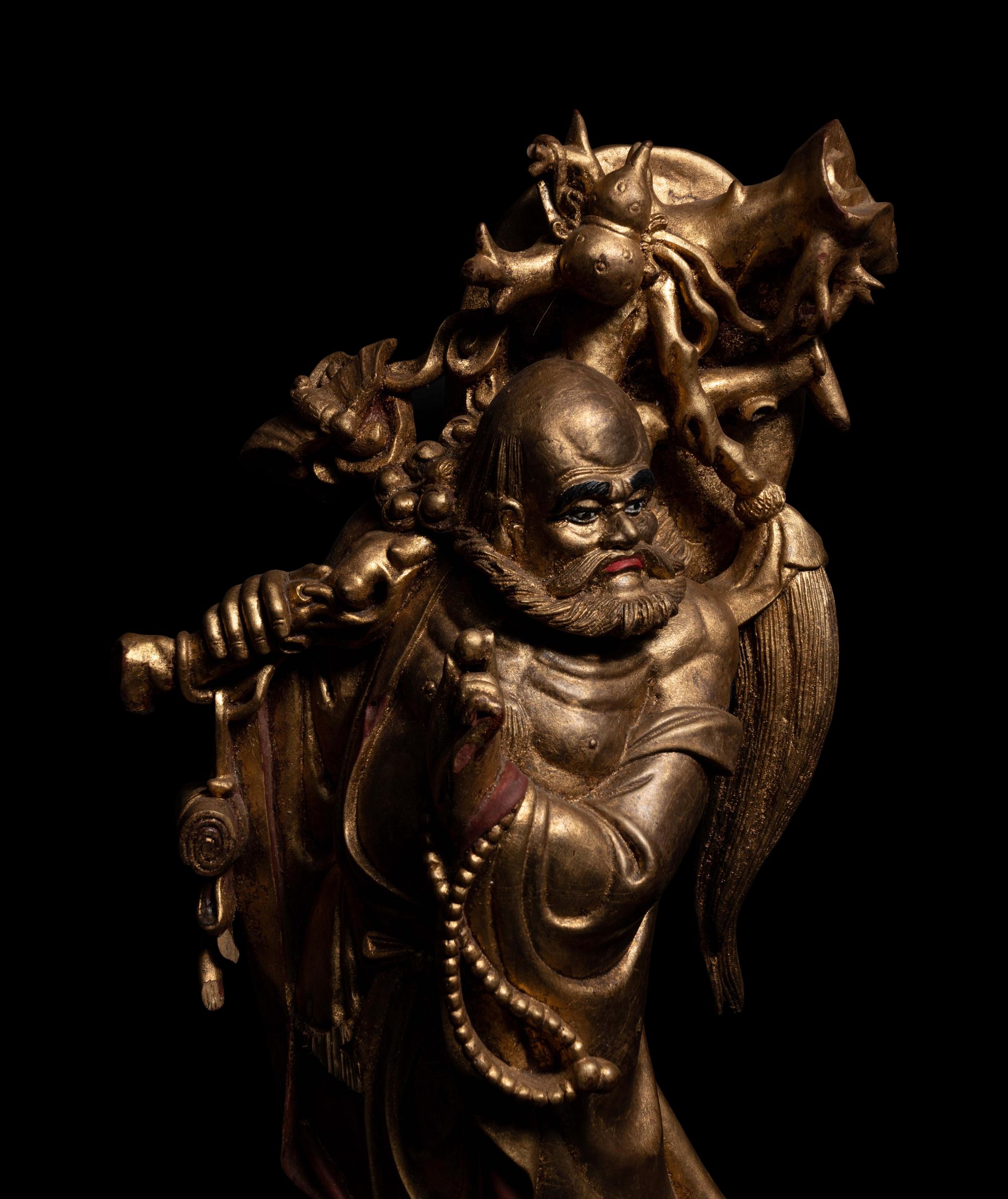 Two Chinese Gilt Wood Figures