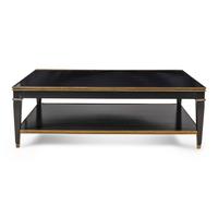 A Custom Black Lacquered and Gilt Metal Mounted Low Table