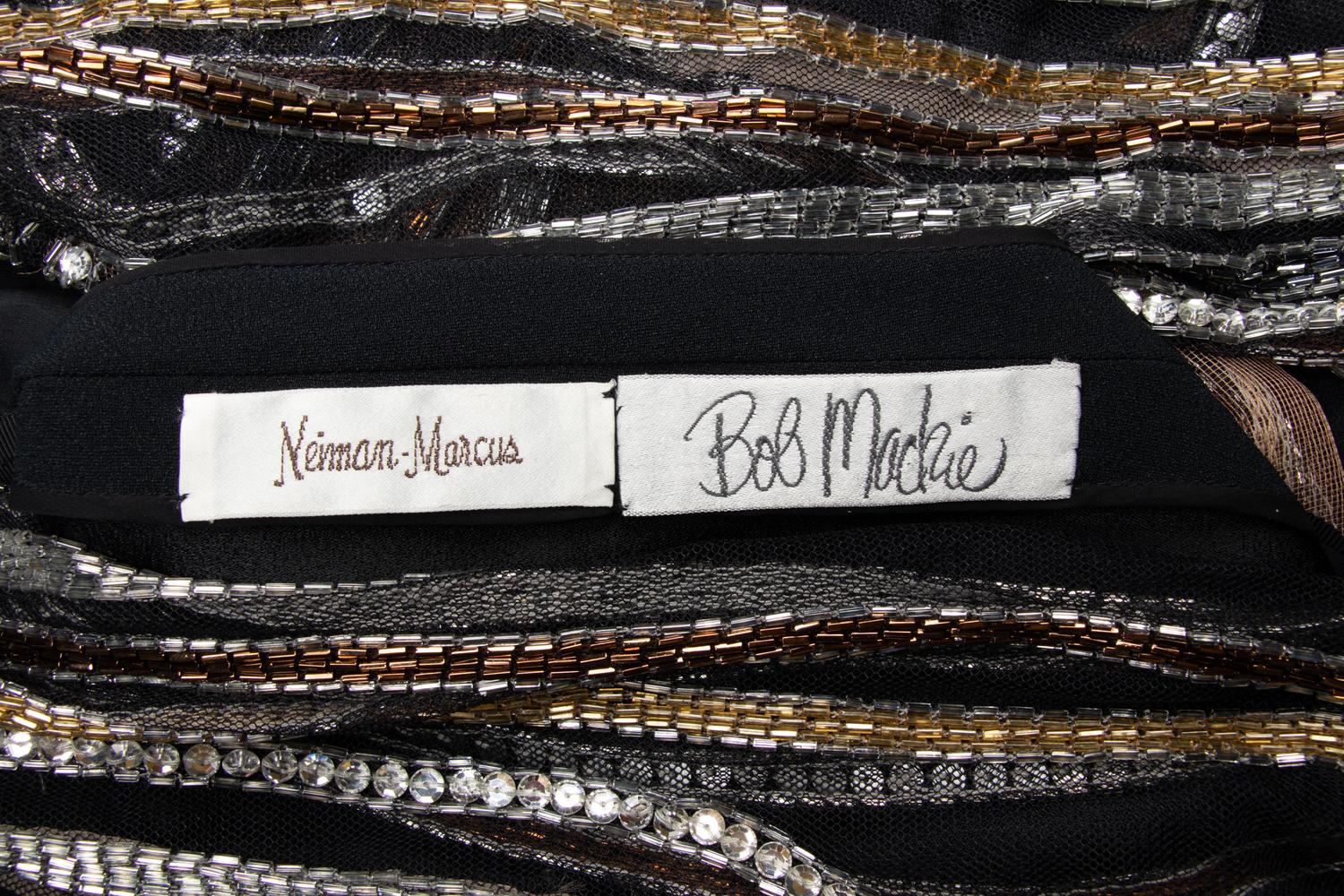 Bob Mackie Pleated V-Neck Dress with Embellished Sleeves, 1980-90s