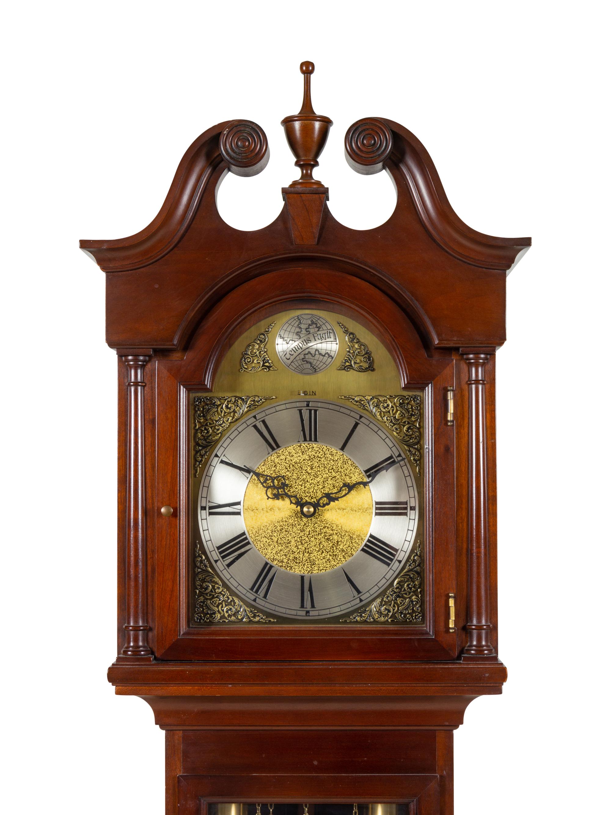 An Elgin Mahogany Tall Case Clock