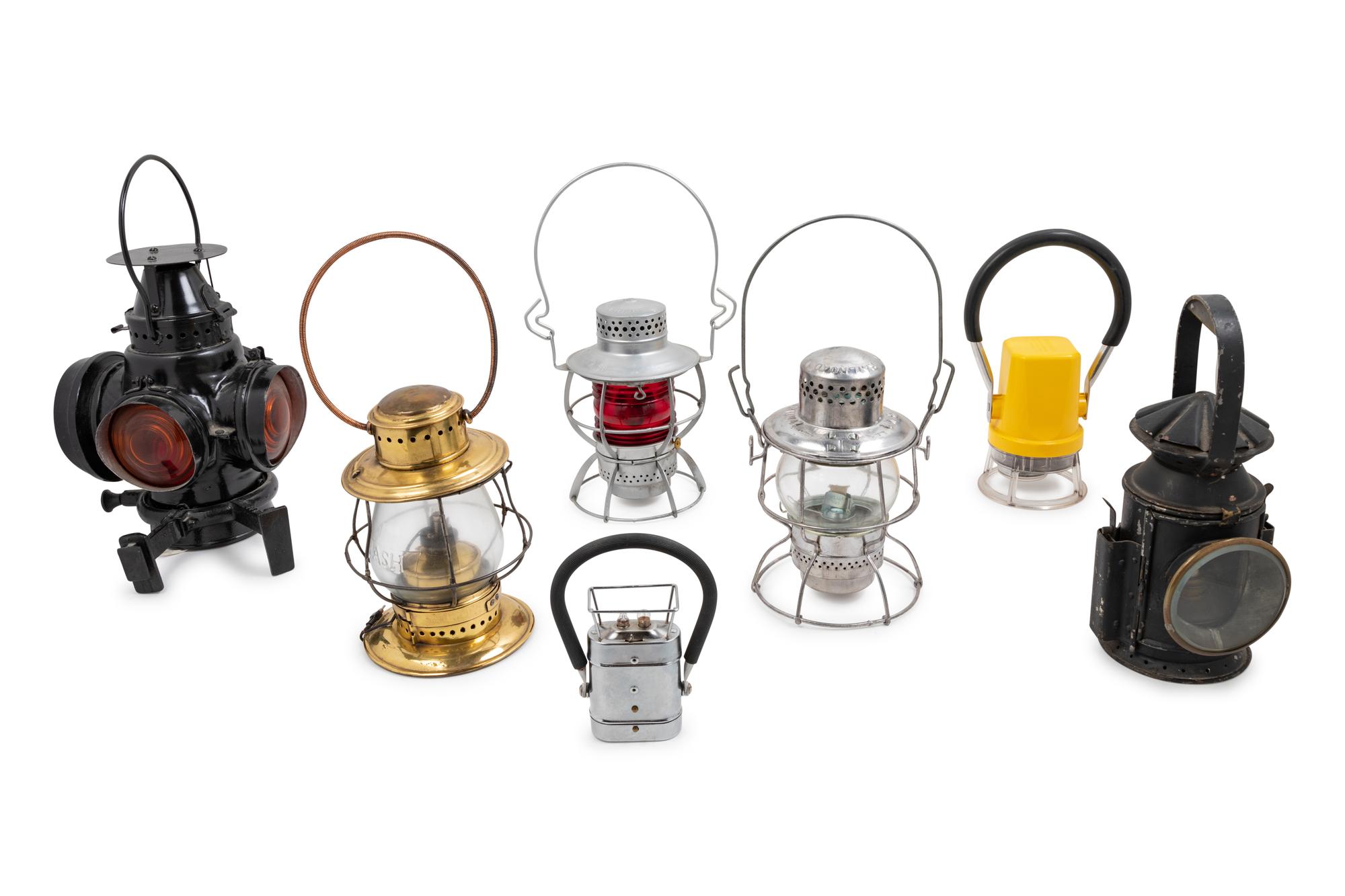 A Group of Fourteen Metal Railroad Lanterns