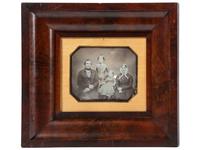 [EARLY PHOTOGRAPHY]. Three-quarter plate daguerreotype of New York farmer and judge Benjamin H. Gorton III, his wife, and daughters.