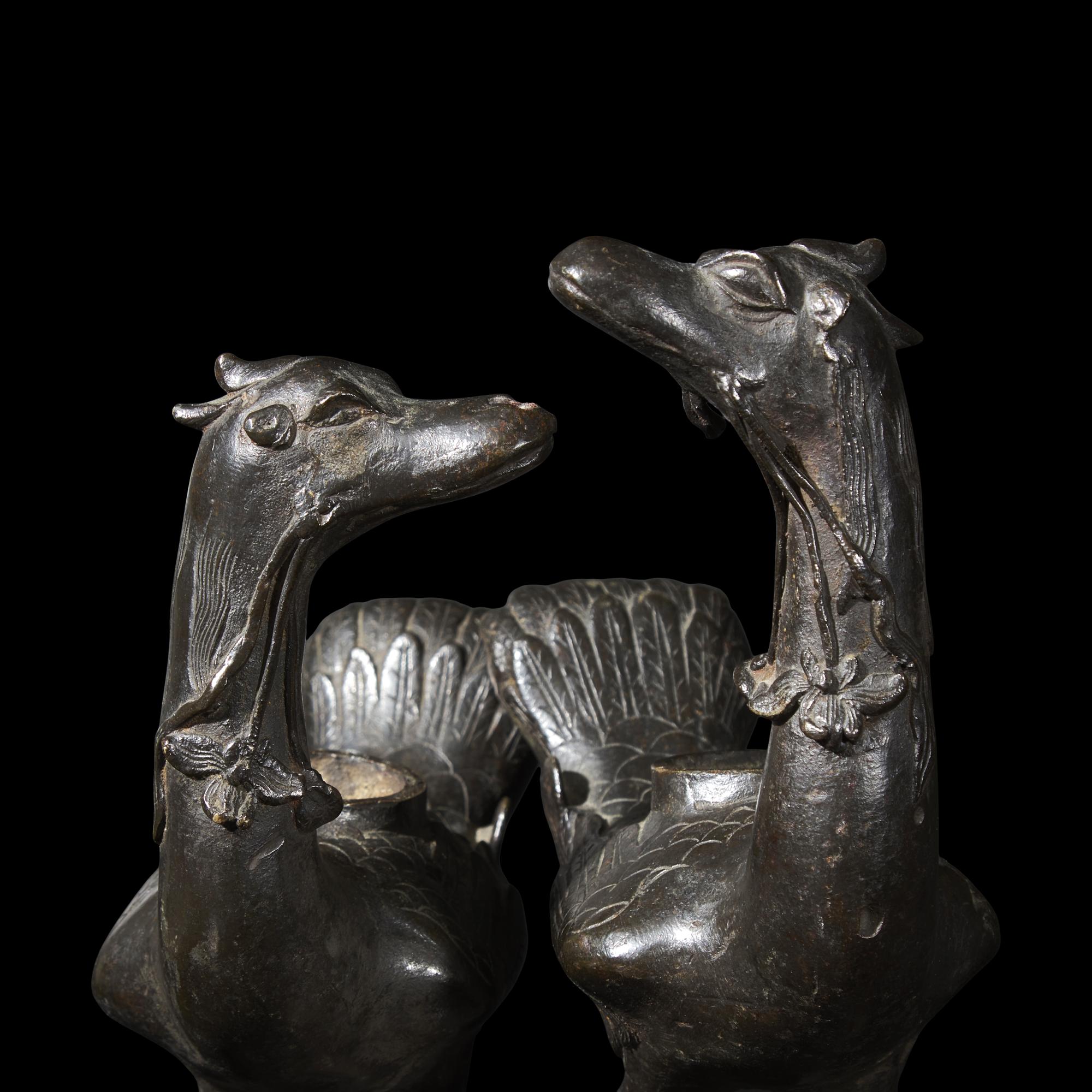 A Pair of Chinese Bronze Ducks, Ming Dynasty 明 銅鳧一對