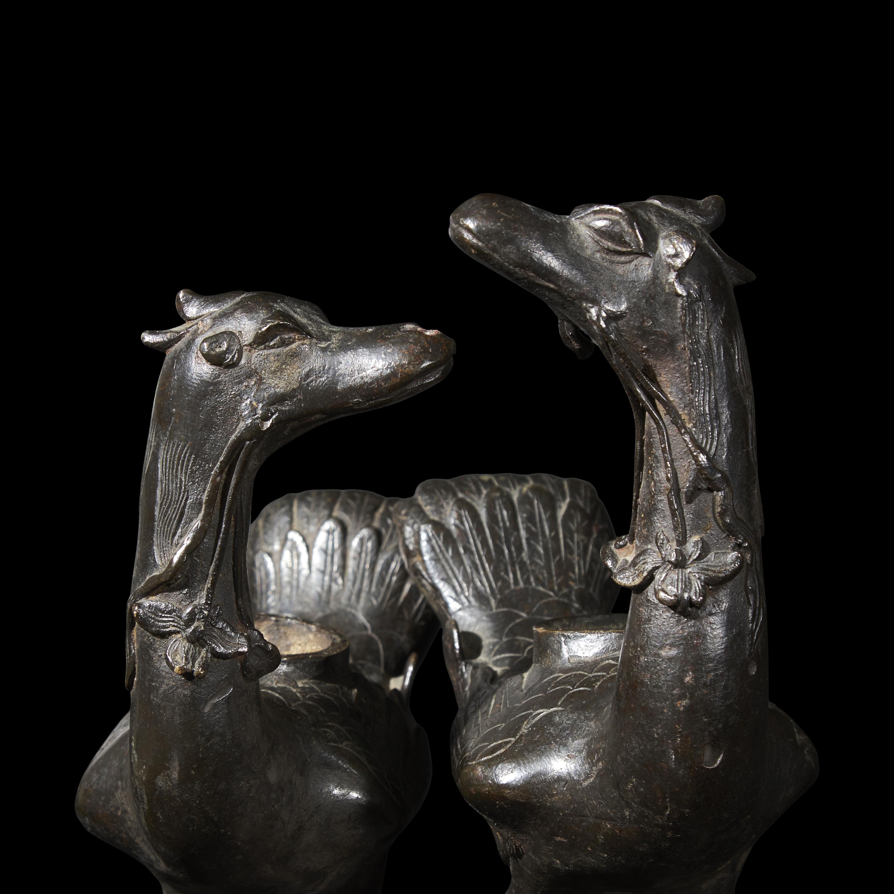 A Pair of Chinese Bronze Ducks, Ming Dynasty 明 銅鳧一對