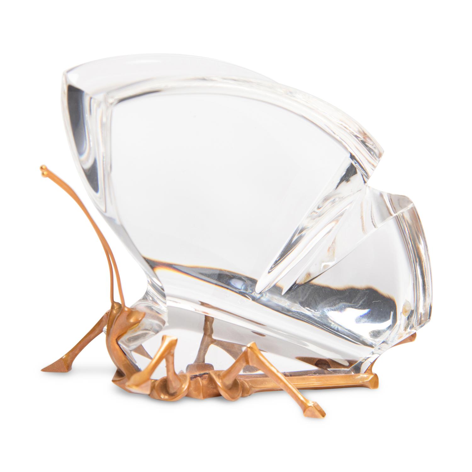 A Steuben Glass and 18 Karat Gold Butterfly Sculpture