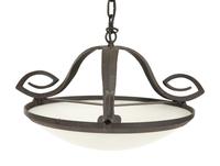 A Pair of Paul Ferrante Argyle Iron and Alabaster Pendant Lights
