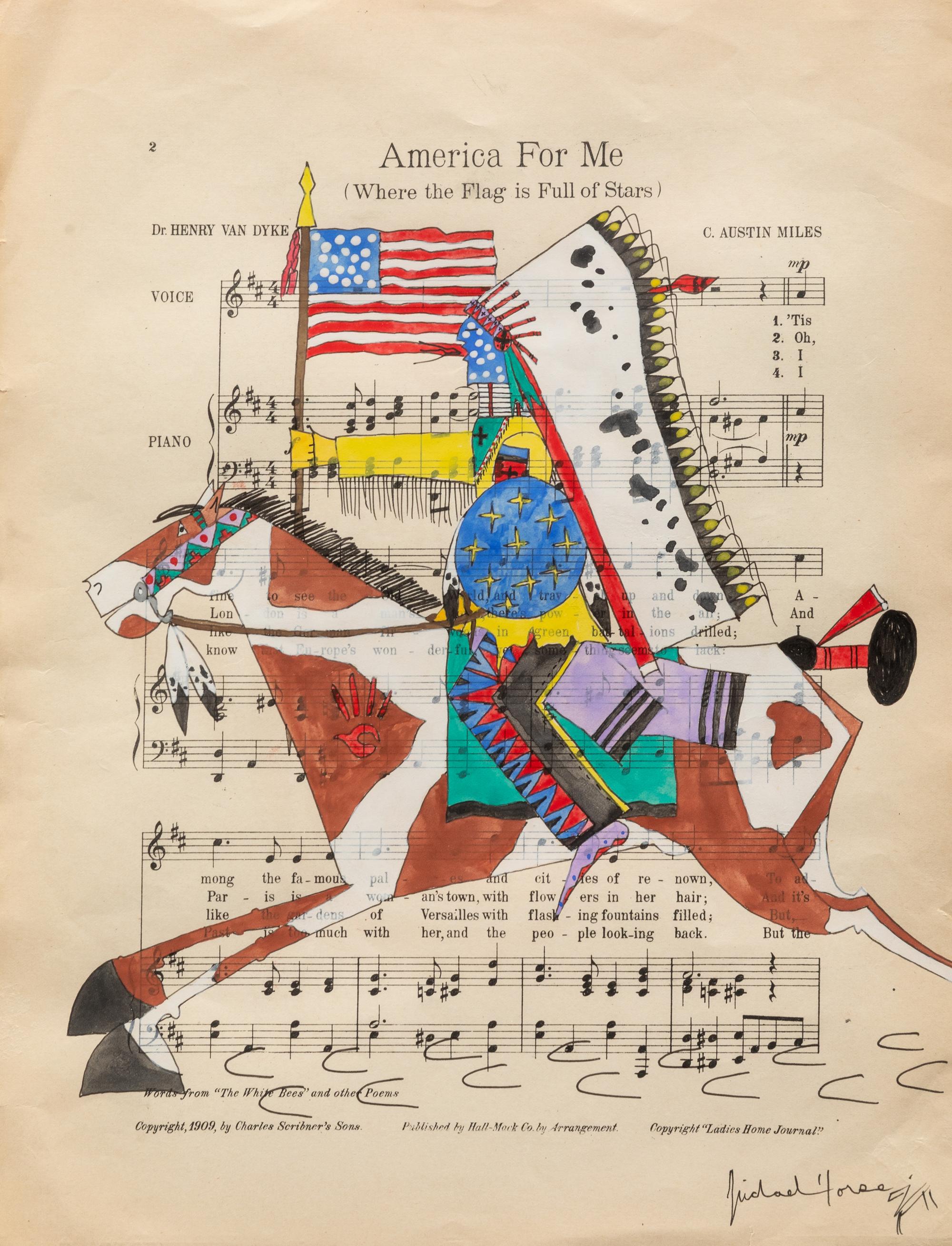 American For Me , ledger-style painting